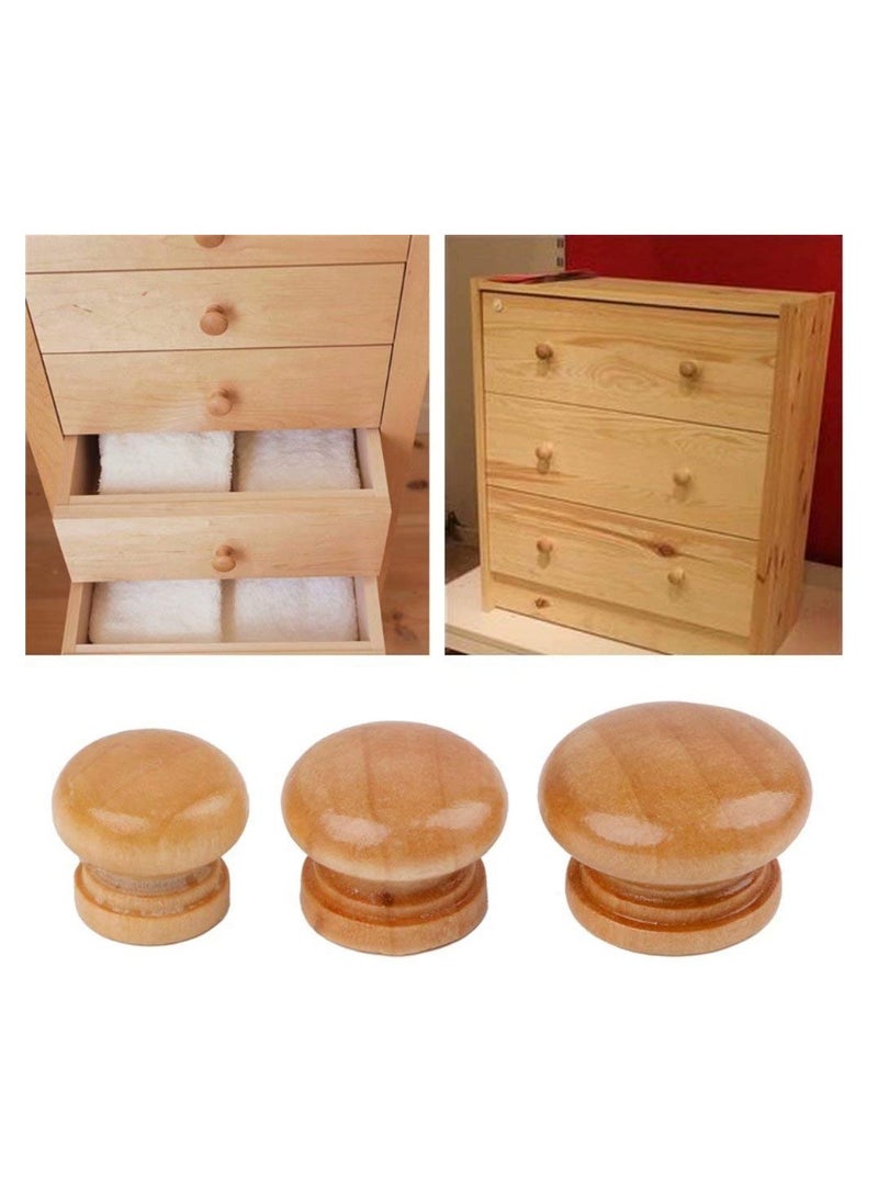 KNP KNP Pine Finish Wooden Knob Drawer Knobs and Pulls Wooden Round Shaped Drawer Handles Cabinet Knobs for Home (4Pcs) 25 mm  - Image 2