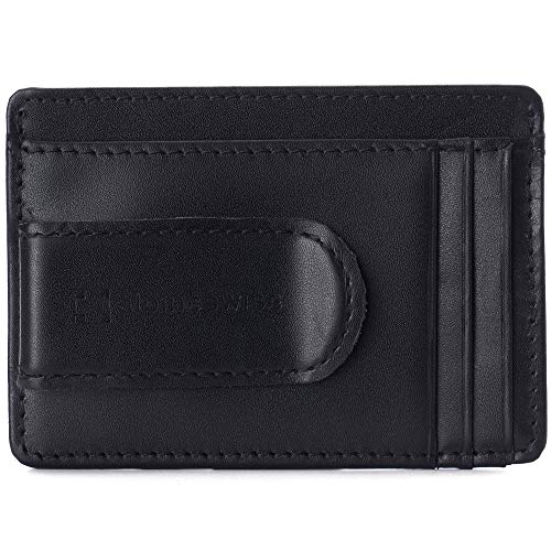 Alpine Swiss RFID Dermot Money Clip Front Pocket Wallet For Men Leather York Collection Smooth Finish Black - Image 1