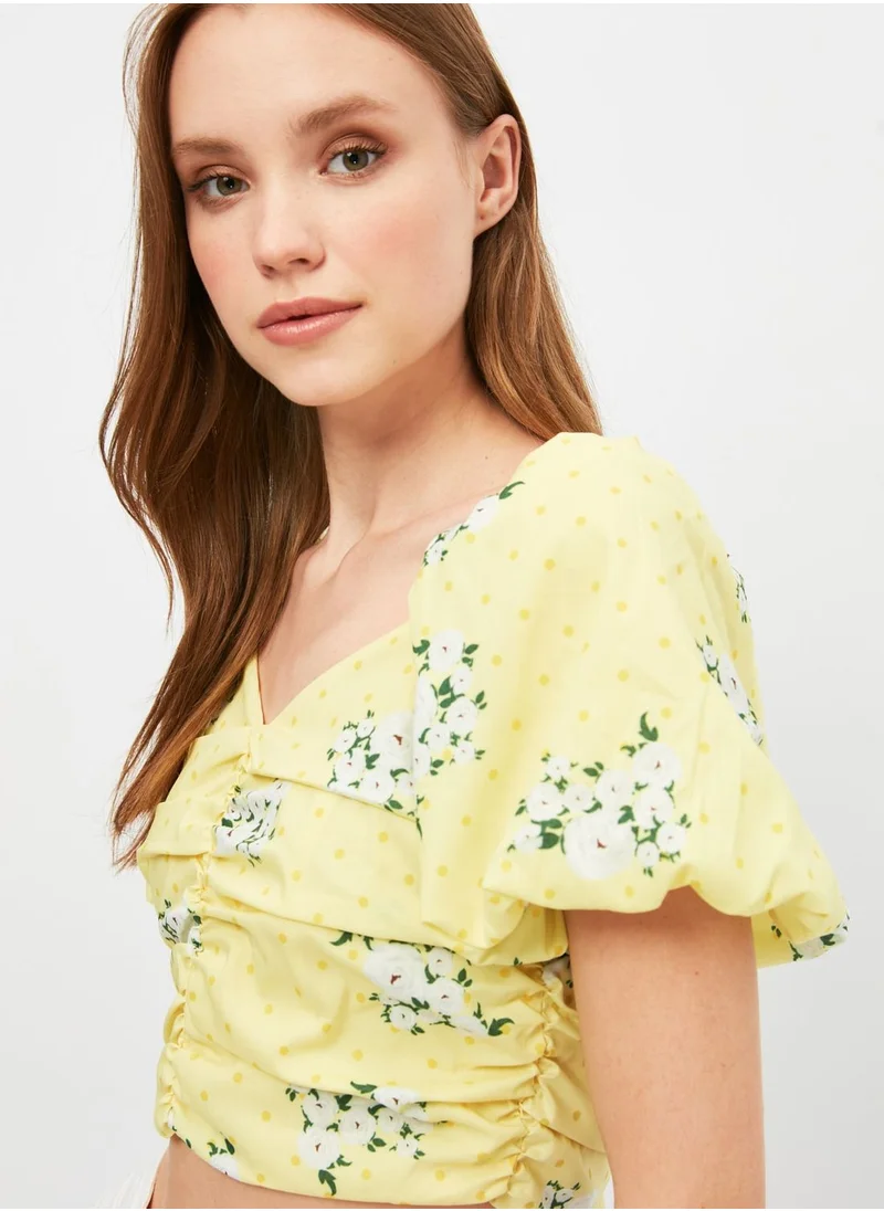 trendyol Balloon Sleeves Printed Top