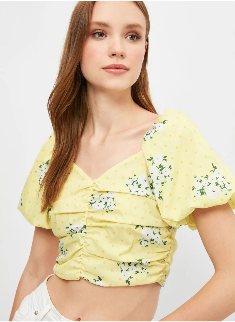 trendyol Balloon Sleeves Printed Top