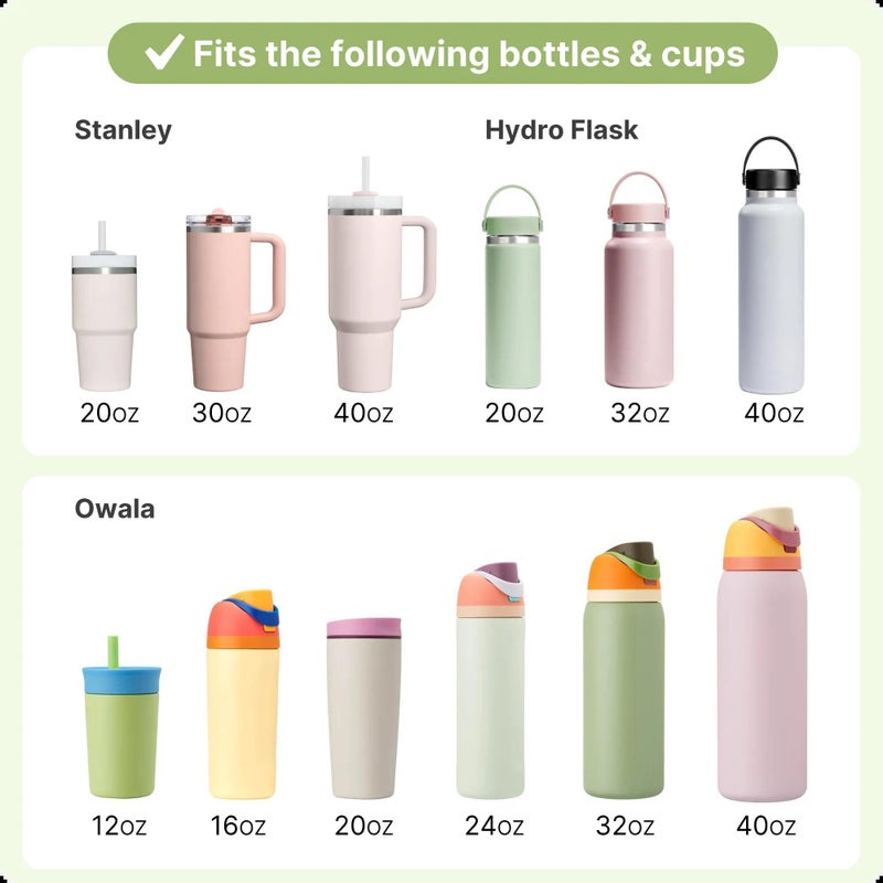 Bluwing Water Bottle Handle Strap Compatible with Owala, Stanley Cup, Handle Strap for Hydro Flask and Most 12-40oz Water Bottles(Daisy Green 4) - Image 5