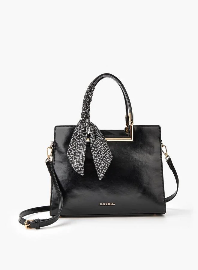 Flora Bella By Shoexpress Solid Tote Bag with Scarf Detail and Double Handle