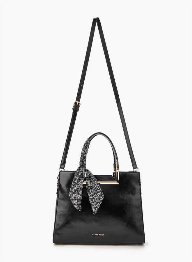 Flora Bella By Shoexpress Solid Tote Bag with Scarf Detail and Double Handle