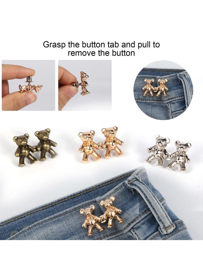 SAVITA 8 Pairs Cute Bear Jean Buttons Pins, Adjustable Pant Waist Tightener Clip Detachable No Sew Instant Waistband Buckle Clip for Dresses Skirt Pants Loose Jeans Sleeves Too Big - Image 3
