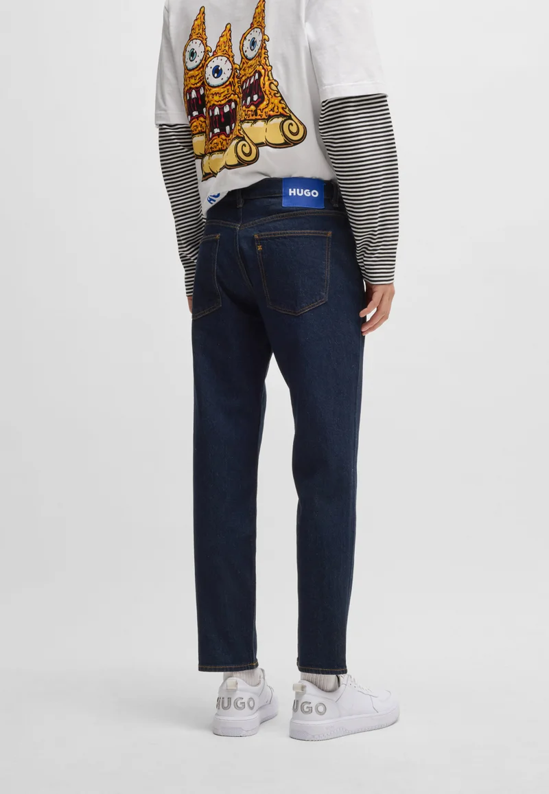 هوجو Tapered-fit jeans in dark-blue stretch denim