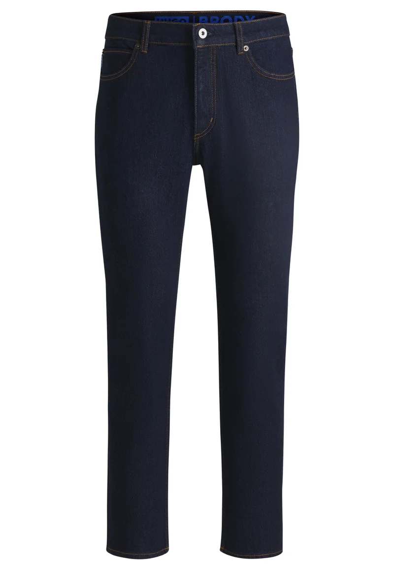 HUGO Tapered-fit jeans in dark-blue stretch denim