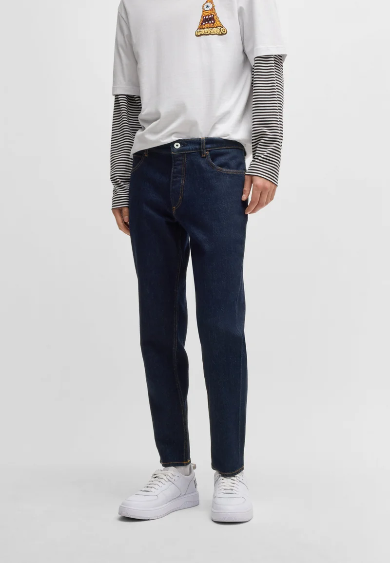 هوجو Tapered-fit jeans in dark-blue stretch denim
