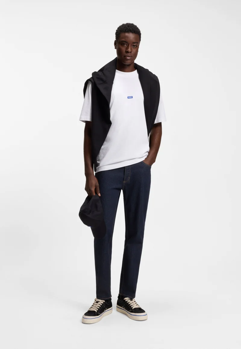 HUGO Dark Blue Tapered-fit jeans in dark-blue stretch denim for Men | Best Price UAE