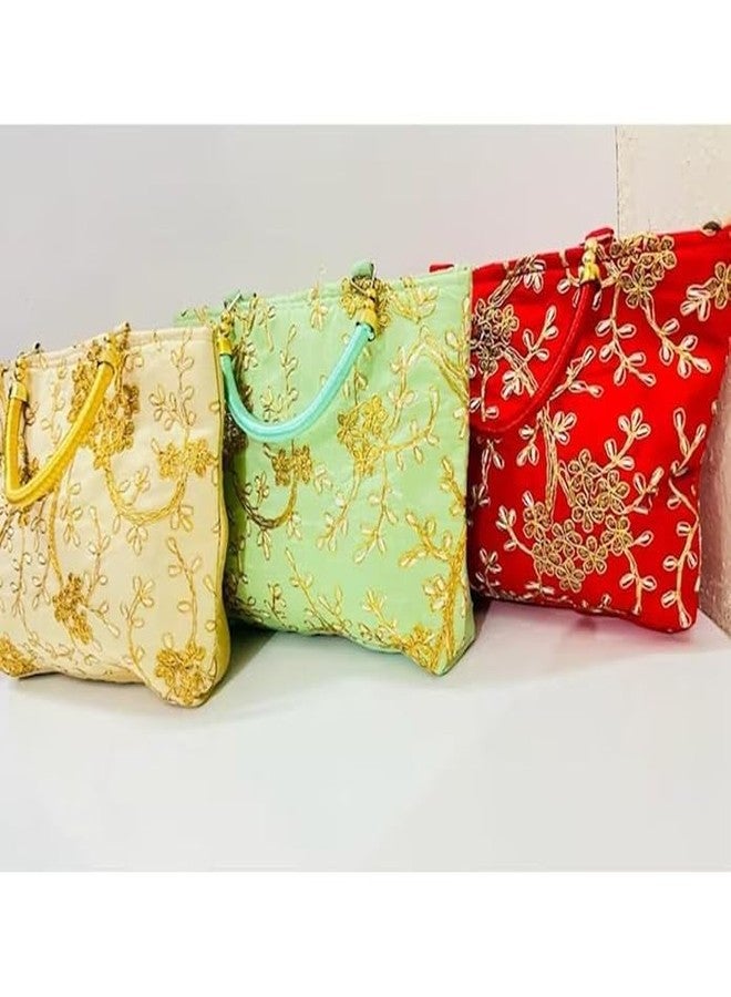 brown leaf Rajasthani Women's Bag Purse Potli Bag For Wedding Anniversary arty Favours Return Gifting Bags (Pack Of 8) - Image 5