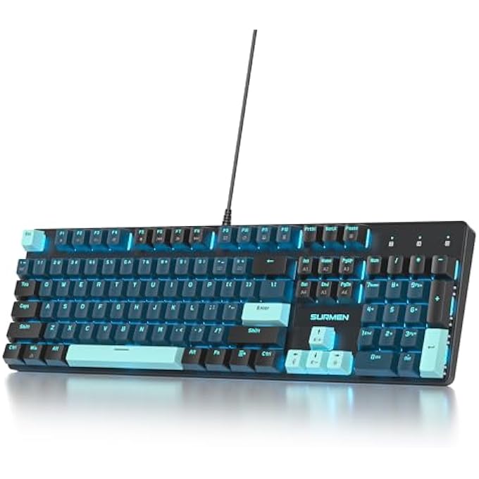 surmen V200 FULL SIZE MECHANICAL KEYBOARD,104 KEYS WIRED USB RGB BACKLIT GAMING KEYBOARD WITH RED SWITCHES,FULL ANTI-GHOSTING AMERICAN QWERTY FOR PC WINDOWS MAC GAMER OFFICE TYPISTS V200 MONSTER-A - Image 1