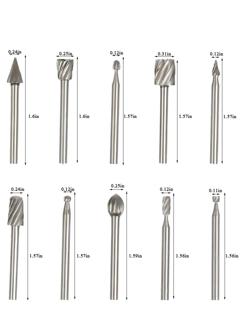 SYOSI Router Carbide Engraving Bits Set Professional Rotary Cutters High-Speed Steel Milling Bits for DIY Woodworking, Carving, Engraving, Drilling-1/8"(3mm 20Pcs) - Image 2