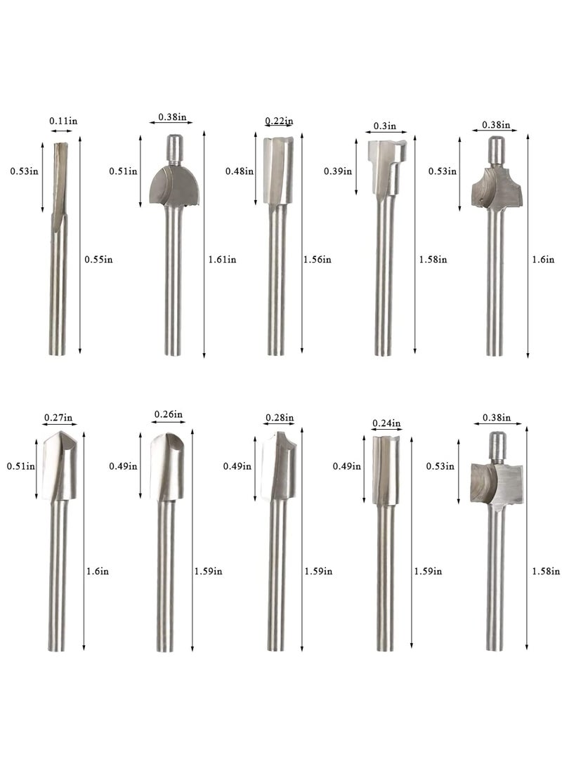 SYOSI Router Carbide Engraving Bits Set Professional Rotary Cutters High-Speed Steel Milling Bits for DIY Woodworking, Carving, Engraving, Drilling-1/8"(3mm 20Pcs) - Image 3