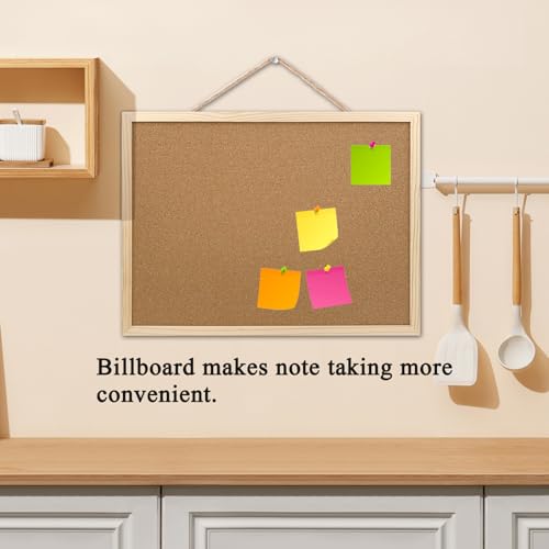 GDMINLO Cork Board Bulletin Board, 15.7"X 11.81" pin Boards for Walls, Oak Wood Finish Frame, Wall Mounted Cork Board for Office Home and School(Pins, Eye Bolts, gaskets, Screws) - Image 5
