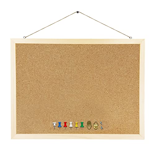 GDMINLO Cork Board Bulletin Board, 15.7"X 11.81" pin Boards for Walls, Oak Wood Finish Frame, Wall Mounted Cork Board for Office Home and School(Pins, Eye Bolts, gaskets, Screws) - Image 1