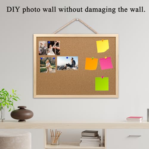 GDMINLO Cork Board Bulletin Board, 15.7"X 11.81" pin Boards for Walls, Oak Wood Finish Frame, Wall Mounted Cork Board for Office Home and School(Pins, Eye Bolts, gaskets, Screws) - Image 3