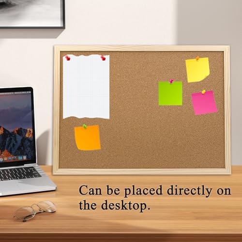 GDMINLO Cork Board Bulletin Board, 15.7"X 11.81" pin Boards for Walls, Oak Wood Finish Frame, Wall Mounted Cork Board for Office Home and School(Pins, Eye Bolts, gaskets, Screws) - Image 4