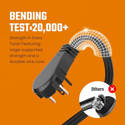 BindMaster Extension Cords 3 Prong Black 10 Ft for Indoor Use by Bindmaster- UL-Listed 3-Prong Multiple Outlet Extension Wire- Space-Saving Flat Angled Extension Cord- - Image 5
