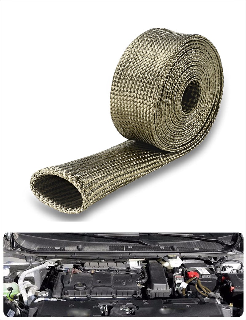 Heat Shield Sleeve Fuel Line Heat Shield Auto Hose Spark Plug Wire Cover Protectors Boots Roll 2500 Degree for CarAuto Wire Loom Brake Cable 1 IDX10 Titanium