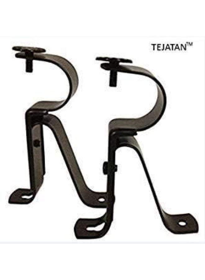 TEJATAN Curtain Rod Brackets - Black (Set of 2) -Adjustable (Also known as - Curtain rod Holder / Bracket for Drapery rod / Window Drapery rod bracket set for Draperies / adjustable curtain rod brackets) - Image 5