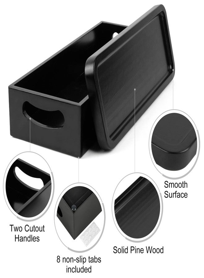 LotFancy Bathroom Decor Box and Vanity Tray, Set of 2, Wooden Toilet Tank Basket Topper, Bathroom Tray for Counter, Black Farmhouse Bathroom Decor - Image 3