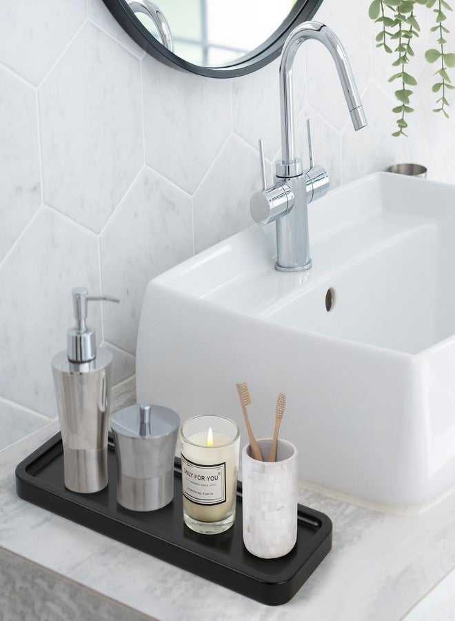 LotFancy Bathroom Decor Box and Vanity Tray, Set of 2, Wooden Toilet Tank Basket Topper, Bathroom Tray for Counter, Black Farmhouse Bathroom Decor - Image 5