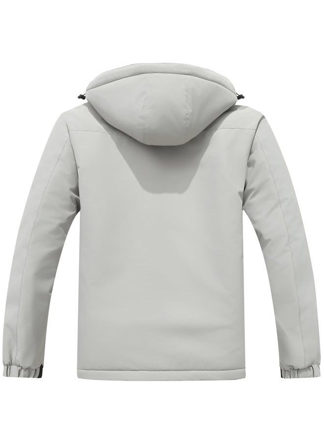 MAOYSSEN Men's Mountain Ski Jacket Winter Snow Coats Waterproof Warm Fleece Lining Jacket Parka with Hooded, Light Gray06, M - Image 2