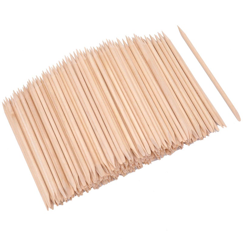 Hedume هيدوم 600 قطعة عصي أظافر خشبية برتقالية، مزيل جلد مزدوج الجوانب متعدد الوظائف، أداة مانيكير وباديكير بنهاية مدببة ونهاية مسطحة - Image 2