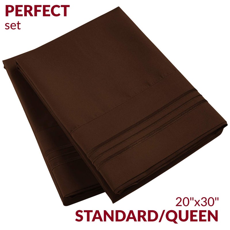 Mellanni Pillow Cases - 2 PC Iconic Collection Pillowcases - Luxury  Extra Soft  Cooling Pillow Covers - Envelope Closure (Standard/Queen 20"" x 30""  Brown) - Image 2