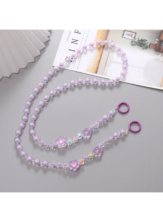 NIBEMINENT Phone Charm/ Chain Strap for Women Girls, Colored Beads Flowers Cell Phone Case Lanyard Wrist Strap