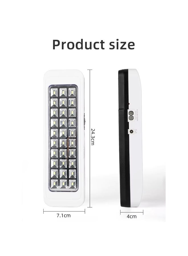 ويداسي مصباح طوارئ LED من WEIDASI WD-823AD، 30 مصباح LED قابل لإعادة الشحن، مزود بشاحن تيار متردد/مستمر، ومقبض قابل للسحب، وخطاف تثبيت على الحائط، ومستويات سطوع مزدوجة، للاستخدام في المنزل والمكتب والتخييم والجراج وانقطاع التيار الكهربائي والدراسة والاستخدام الخارجي. - Image 5