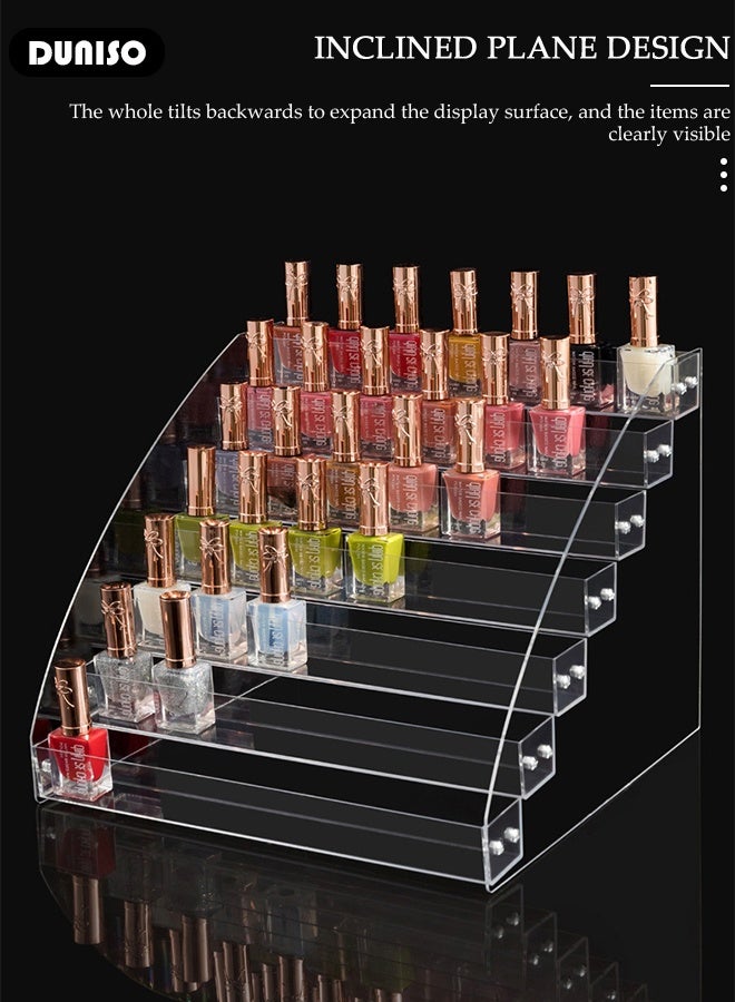 DUNISO Nail Polish Organizer Clear Acrylic Display Stand 7 Layers, Space Saving Multi-Functional Storage Rack,Clear Display Stand Rack for  Eyeglasses，Essential Oils，Makeup，Lipstick - Image 4