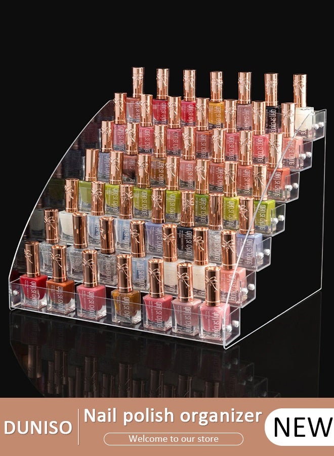 DUNISO Nail Polish Organizer Clear Acrylic Display Stand 7 Layers, Space Saving Multi-Functional Storage Rack,Clear Display Stand Rack for  Eyeglasses，Essential Oils，Makeup，Lipstick - Image 1
