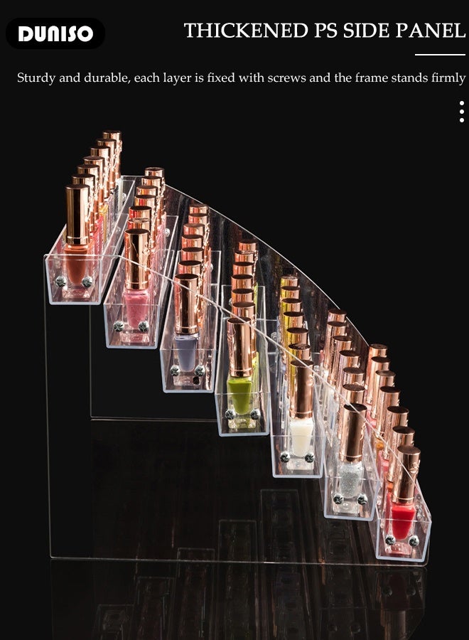 DUNISO Nail Polish Organizer Clear Acrylic Display Stand 7 Layers, Space Saving Multi-Functional Storage Rack,Clear Display Stand Rack for  Eyeglasses，Essential Oils，Makeup，Lipstick - Image 3