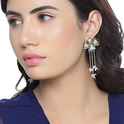 Voylla Rabaari Asymmetrical Tassels Earrings for Women and Girls - Image 3