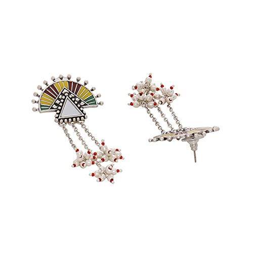 Voylla Rabaari Asymmetrical Tassels Earrings for Women and Girls - Image 2