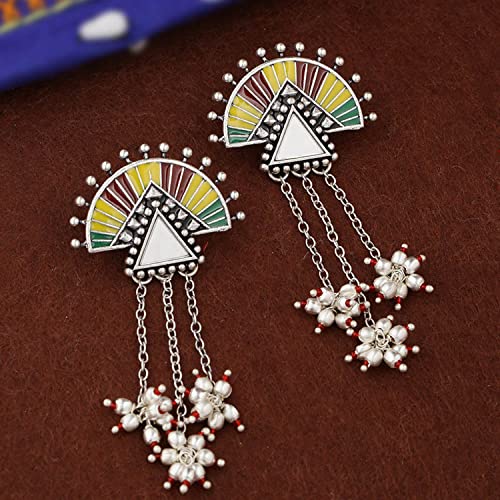Voylla Rabaari Asymmetrical Tassels Earrings for Women and Girls - Image 4