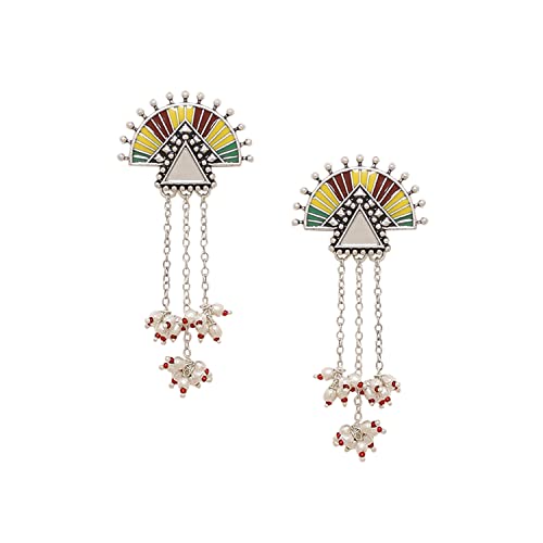 Voylla Rabaari Asymmetrical Tassels Earrings for Women and Girls - Image 1