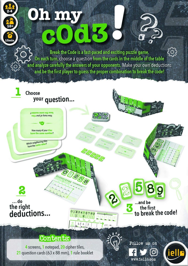 IELLO: Break The Code, Strategy Board Game, Duel or Multiplayer, High Voltage Decoding, Break Your Opponents' Code, 2 to 4 Players, for Ages 10 and Up - Image 5