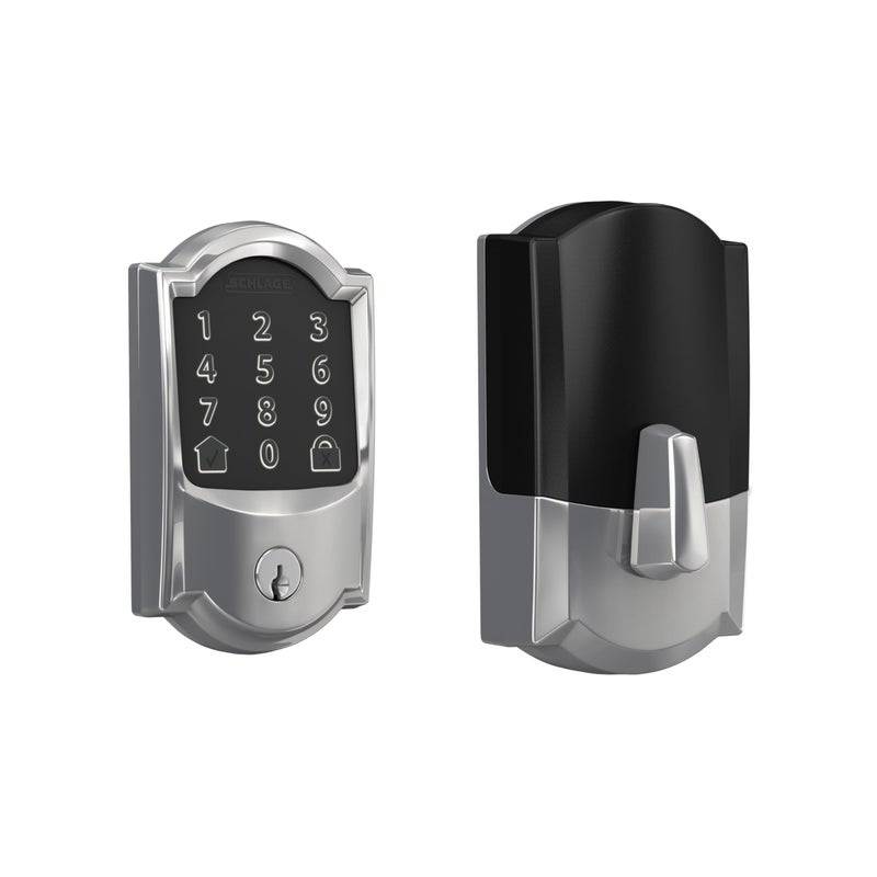 Schlage Encode Smart WiFi Deadbolt with Camelot Trim In Bright Chrome