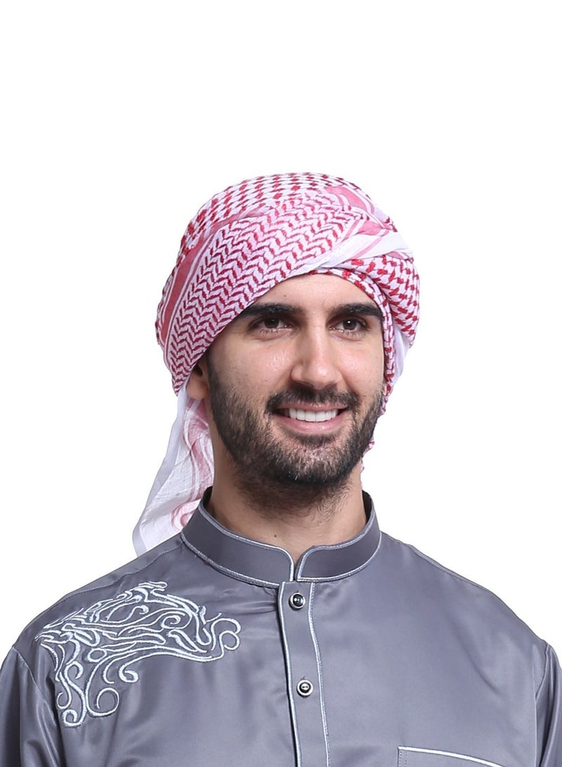 Loquat Men's Arab Headscarf Muslim Headwear Red/White - Image 1