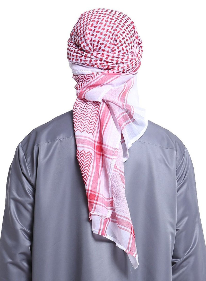 Loquat Men's Arab Headscarf Muslim Headwear Red/White - Image 2