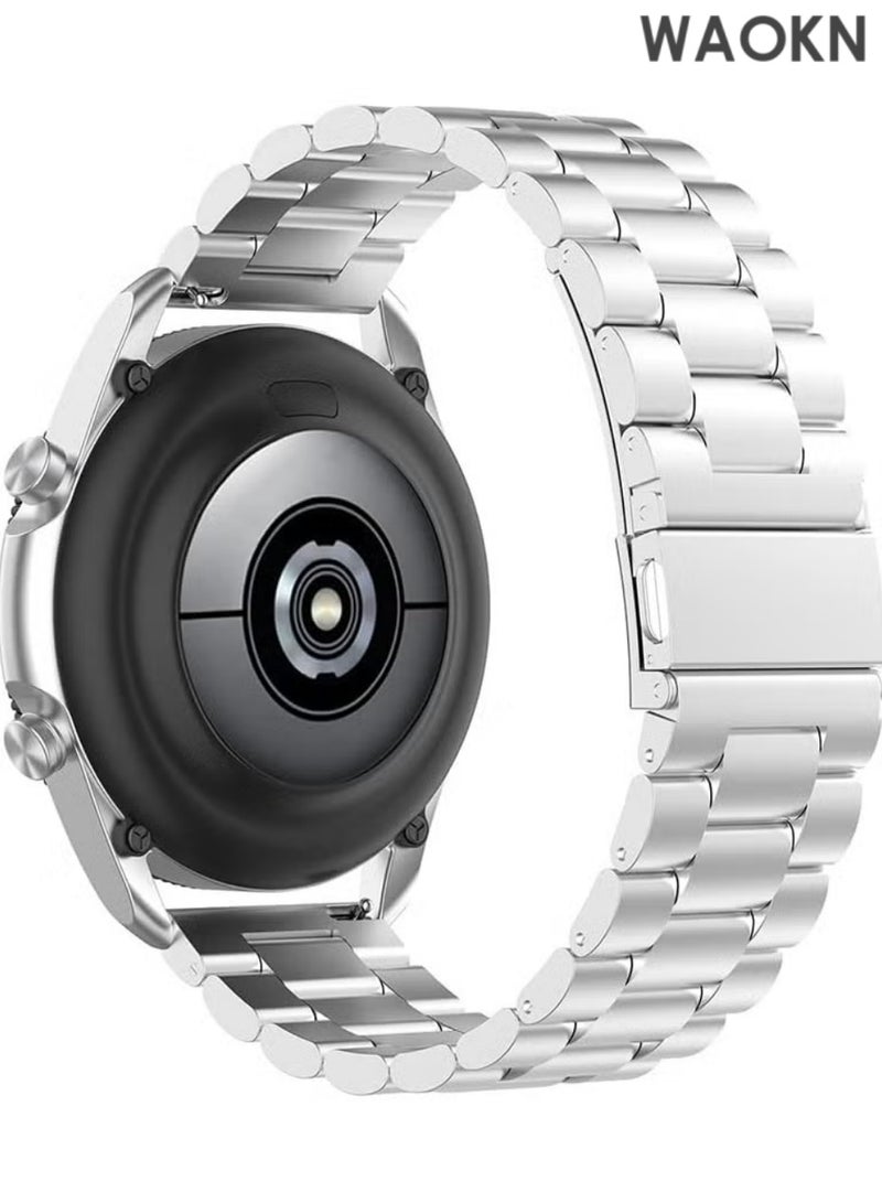 WAOKN 2 PCS Metal Watch Band Compatible with Huawei Watch 4 Pro/GT Runner/GT4 46mm/GT3 46mm/GT2 46mm Wrist Strap Compatible with Huawei Watch 3/Watch 3 Pro Bands for Huawei Watch GT2 Pro/GT3 Pro Bracelet/honor MagicWatch2 46mm,Quick Release For Bracelet Smart Replacement Wristband Business.Fashion Bracelet Stainless Steel Bracelet Band Watch 22mm Watch Strap Easy to Adjust The Length of The Assembly Wrist - Image 2