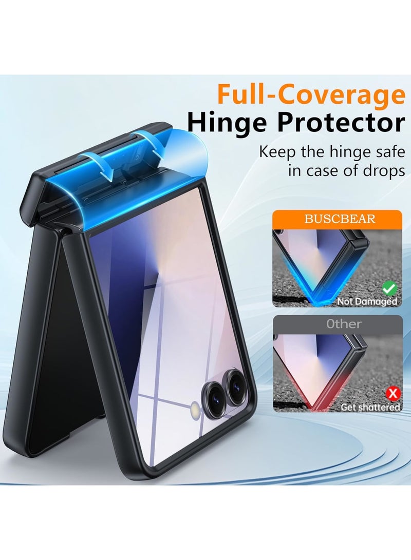 SYOSI Phone Case for Galaxy Z Flip 7, Magnetic Protective Cover, Full-Body Military Phone Case with Hinge Protection and Kickstand, Mag-Safe, Built-in Screen Protector for Screen, Daily Use (Black) - Image 5