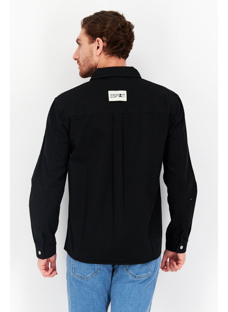 Esprit x Rest and Recreation قميص جاكيت بأكمام طويلة منسوج للرجال، أسود  - Image 4