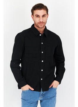 Esprit x Rest and Recreation Men Textured Long Sleeve Jacket Shirt, Black  - Image 1