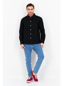 Esprit x Rest and Recreation Men Textured Long Sleeve Jacket Shirt, Black  - Image 3
