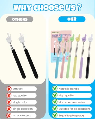 NOKOGMT 6PCS Finger Pointer Stick for Classroom – Extendable Teacher Pointer Stick and Pointer Finger Tool – Colorful Hand Pointer Stick for Presentations–Telescopic Pointer Stick–Classroom Essentials - Image 4