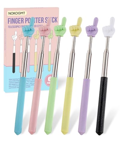NOKOGMT 6PCS Finger Pointer Stick for Classroom – Extendable Teacher Pointer Stick and Pointer Finger Tool – Colorful Hand Pointer Stick for Presentations–Telescopic Pointer Stick–Classroom Essentials - Image 1