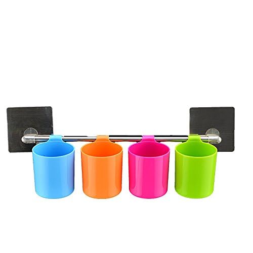 IQS Enterprise 4 Toothbrush Holder Cup for Home Bathroom Wall Mountable Durable and Stable Toothbrush Holder with 4 Slots for Keeping Toothpaste Comb Cream Lotion Space Saving Toothbrush Organizer - Image 2