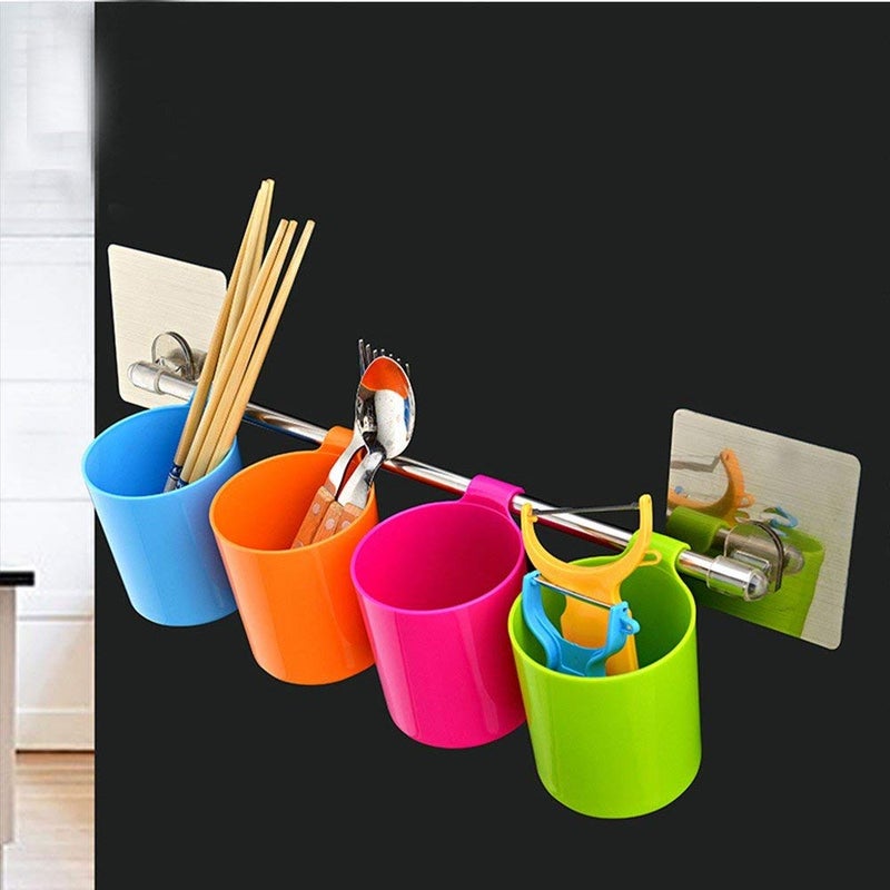 IQS Enterprise 4 Toothbrush Holder Cup for Home Bathroom Wall Mountable Durable and Stable Toothbrush Holder with 4 Slots for Keeping Toothpaste Comb Cream Lotion Space Saving Toothbrush Organizer - Image 3